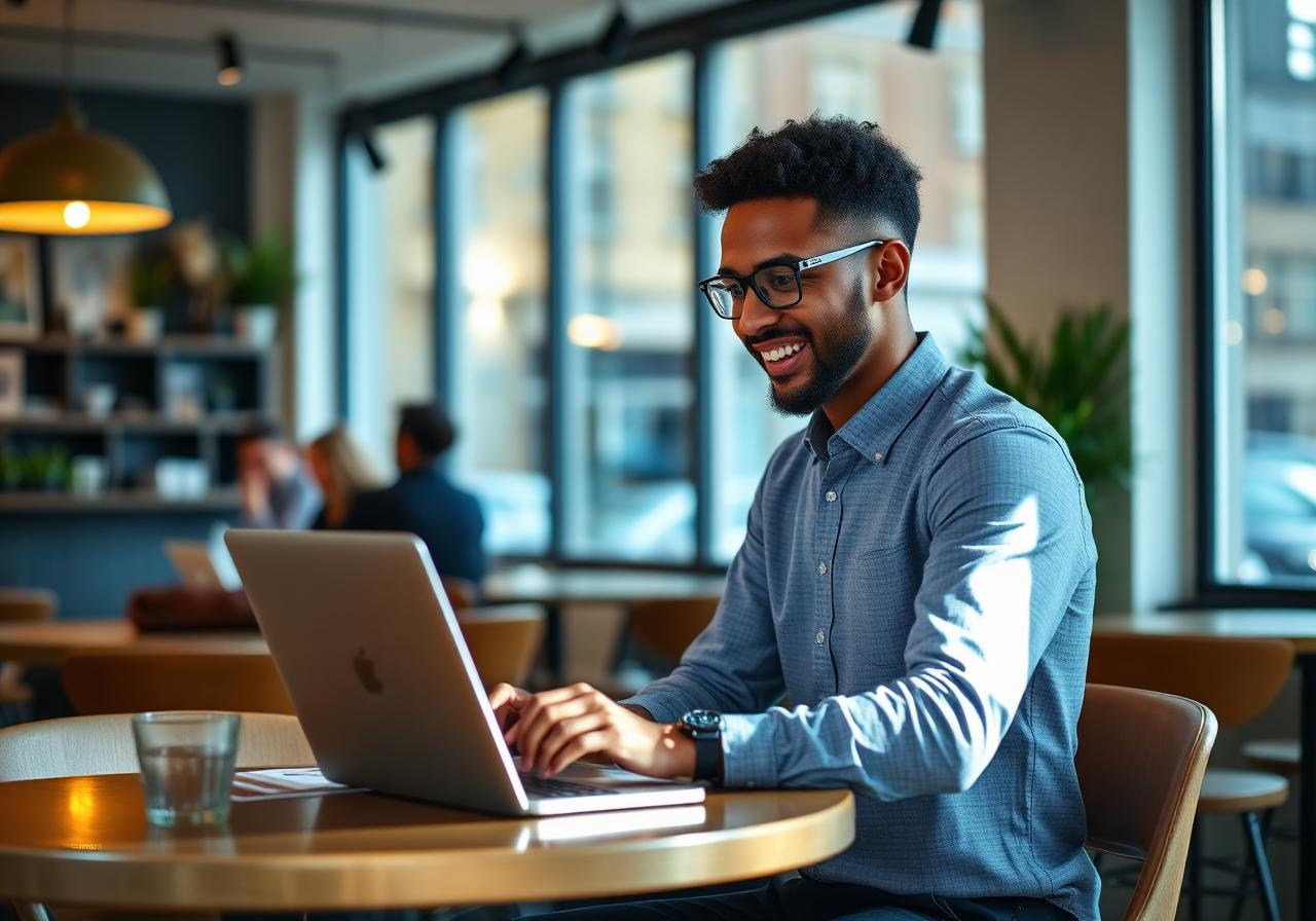 A small business owner working at a Coventry cafe